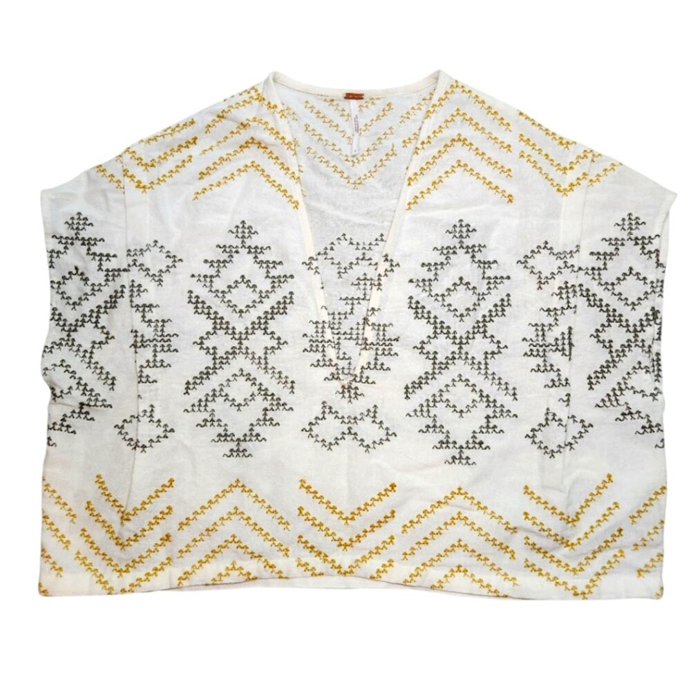 Free People Toluca embroidered top cream size 2 NWT
